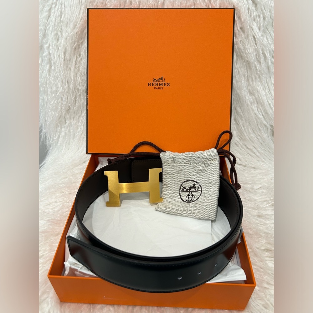 NWOT Hermes Constance Belt Reversible Leather Strap w/Gold Hardware
